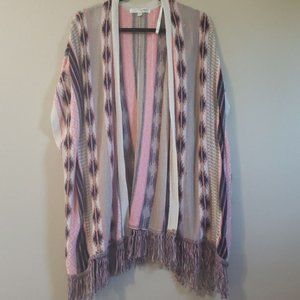 Oversize Western Ganado Print Fringe Cardigan